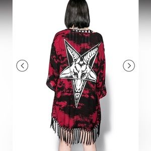 Blackcraft Pentagram kimono red lightning dye